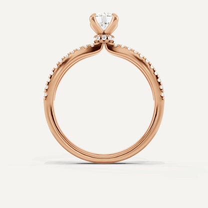 3/4 ctw Round Diamond Split Shank Hidden Halo Engagement Ring - Lotus Diamond