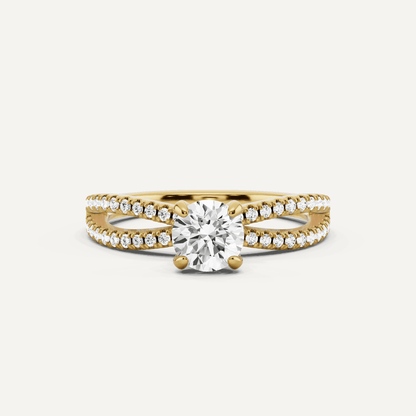 3/4 ctw Round Diamond Split Shank Hidden Halo Engagement Ring - Lotus Diamond