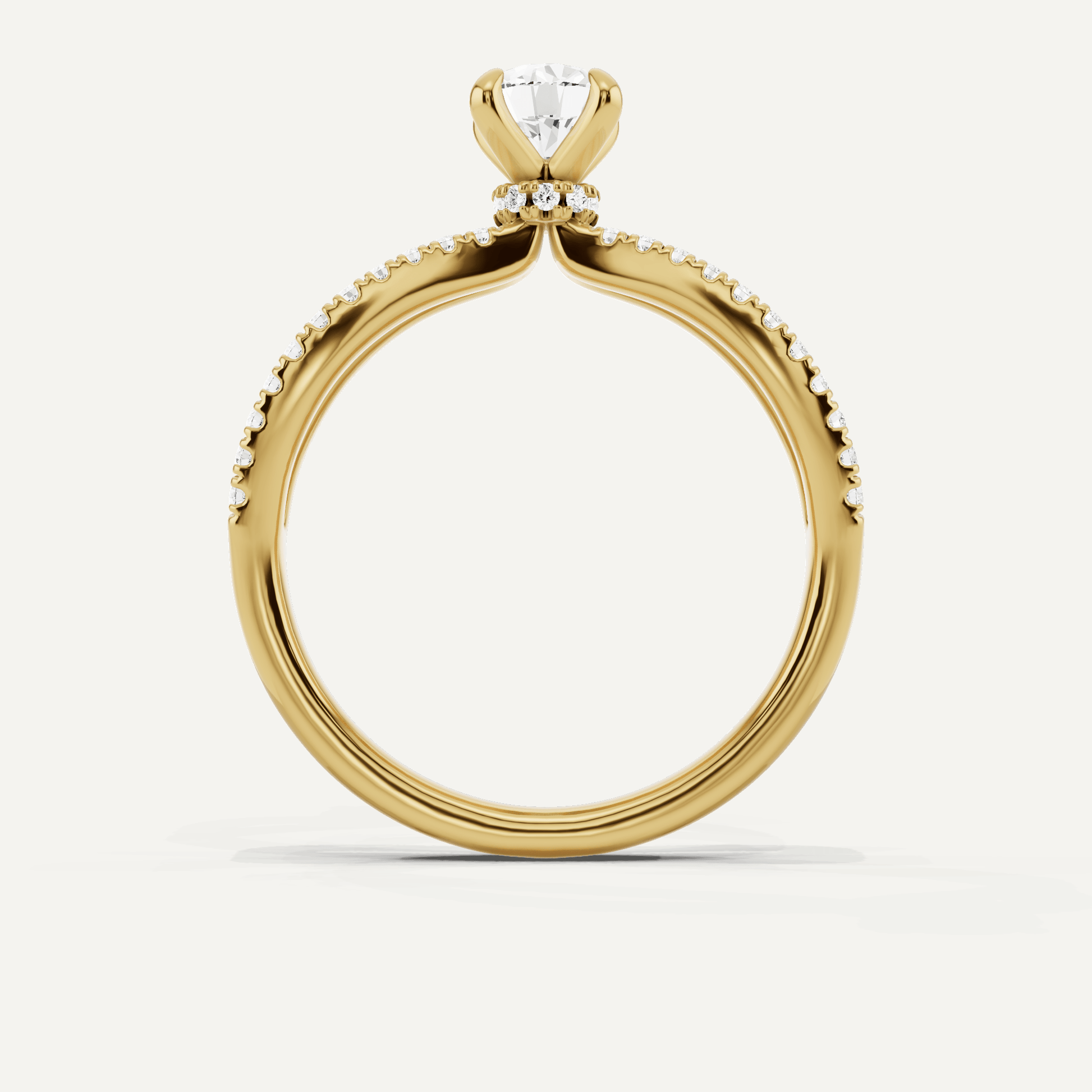 3/4 ctw Round Diamond Split Shank Hidden Halo Engagement Ring - Lotus Diamond