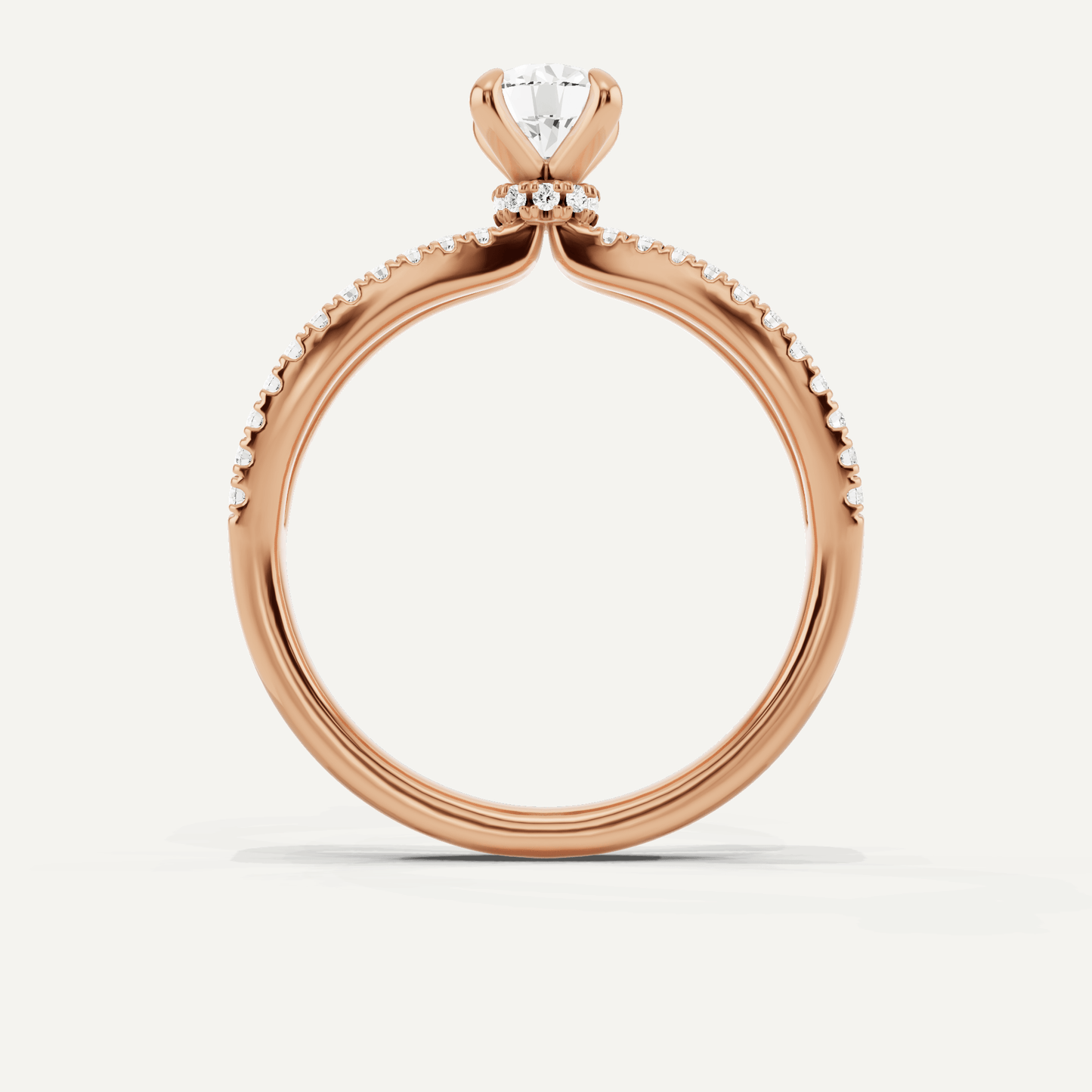 3/4 ctw Round Diamond Split Shank Hidden Halo Engagement Ring - Lotus Diamond