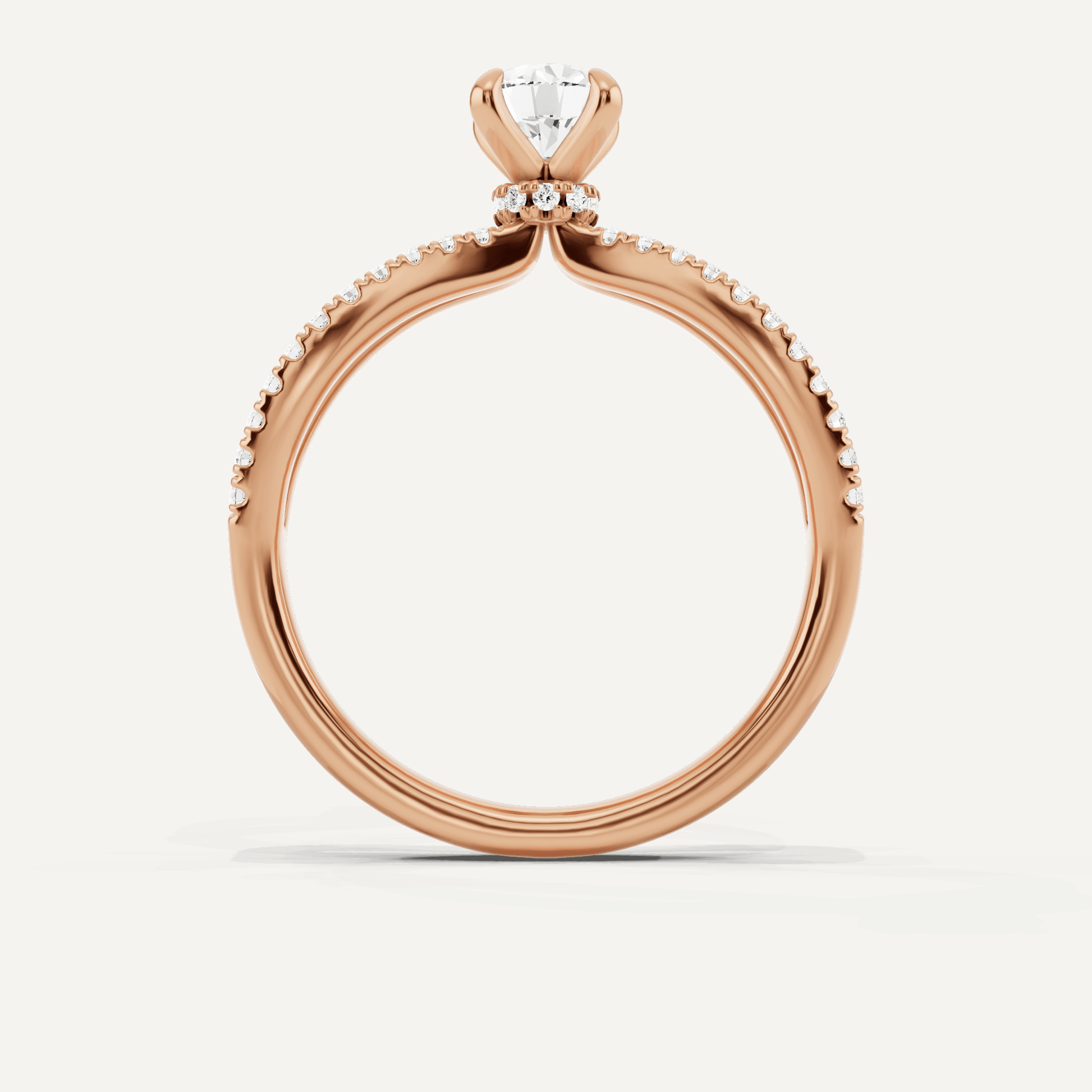3/4 ctw Round Diamond Split Shank Hidden Halo Engagement Ring - Lotus Diamond