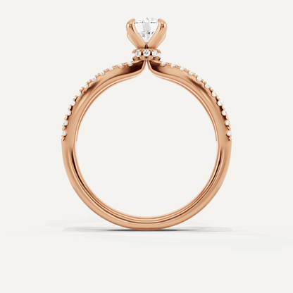 3/4 ctw Round Diamond Split Shank Hidden Halo Engagement Ring - Lotus Diamond