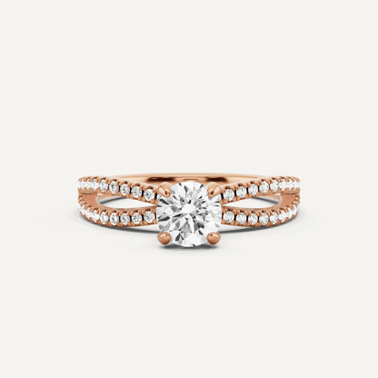 3/4 ctw Round Diamond Split Shank Hidden Halo Engagement Ring - Lotus Diamond
