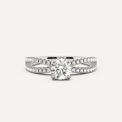 3/4 ctw Round Diamond Split Shank Hidden Halo Engagement Ring - Lotus Diamond