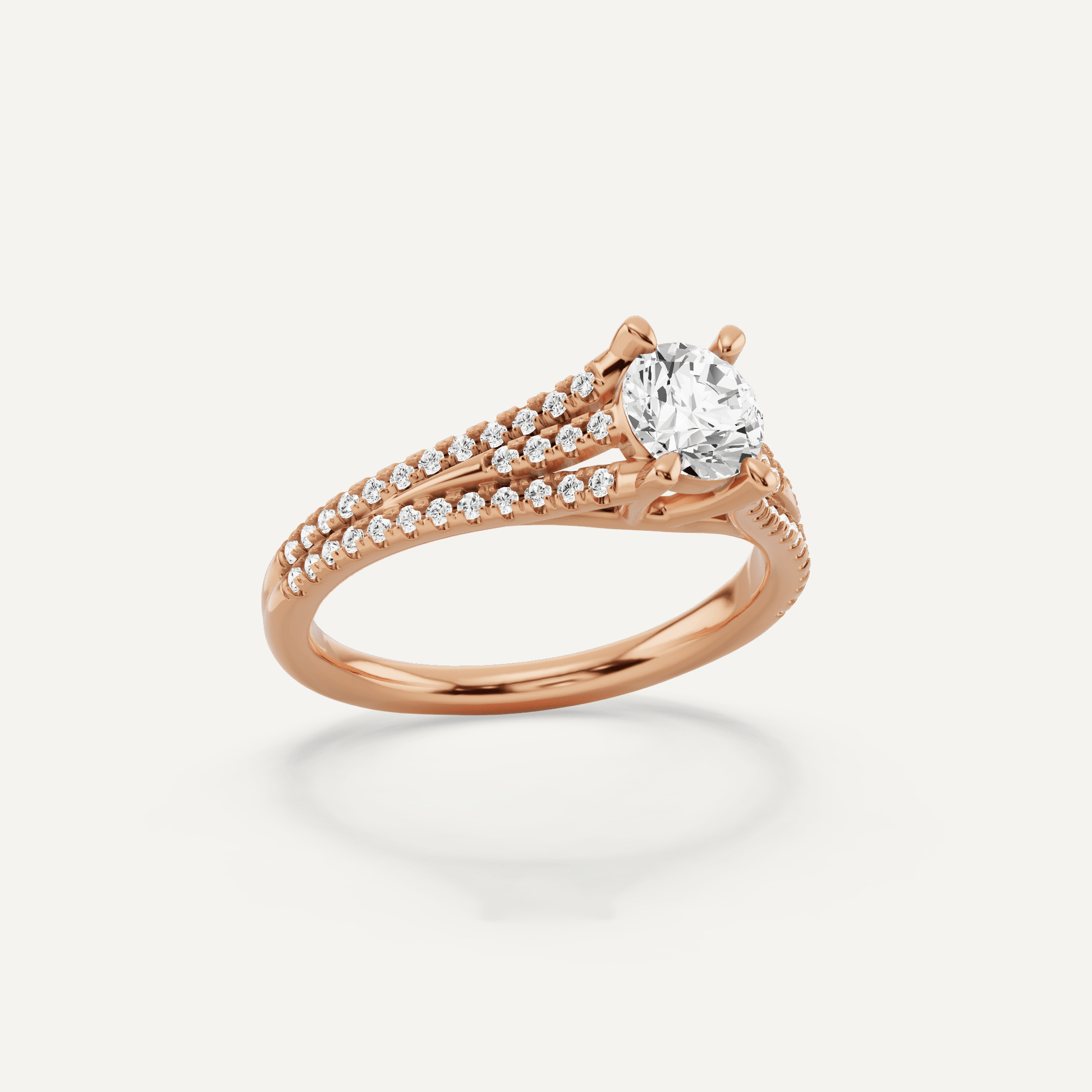 3/4 ctw Round Diamond Split Shank Side Stone Engagement Ring - Lotus Diamond
