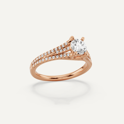 3/4 ctw Round Diamond Split Shank Side Stone Engagement Ring - Lotus Diamond