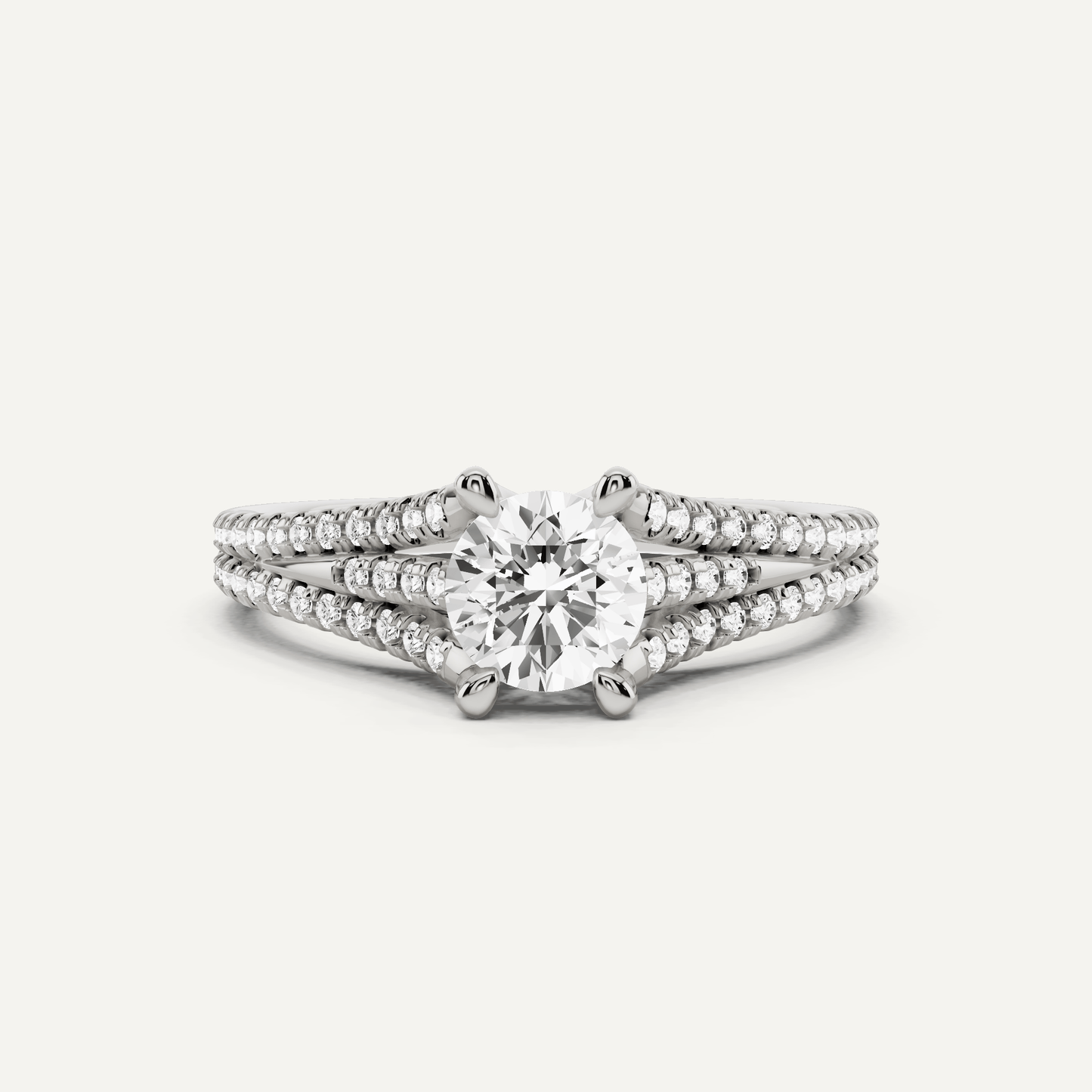 3/4 ctw Round Diamond Split Shank Side Stone Engagement Ring - Lotus Diamond