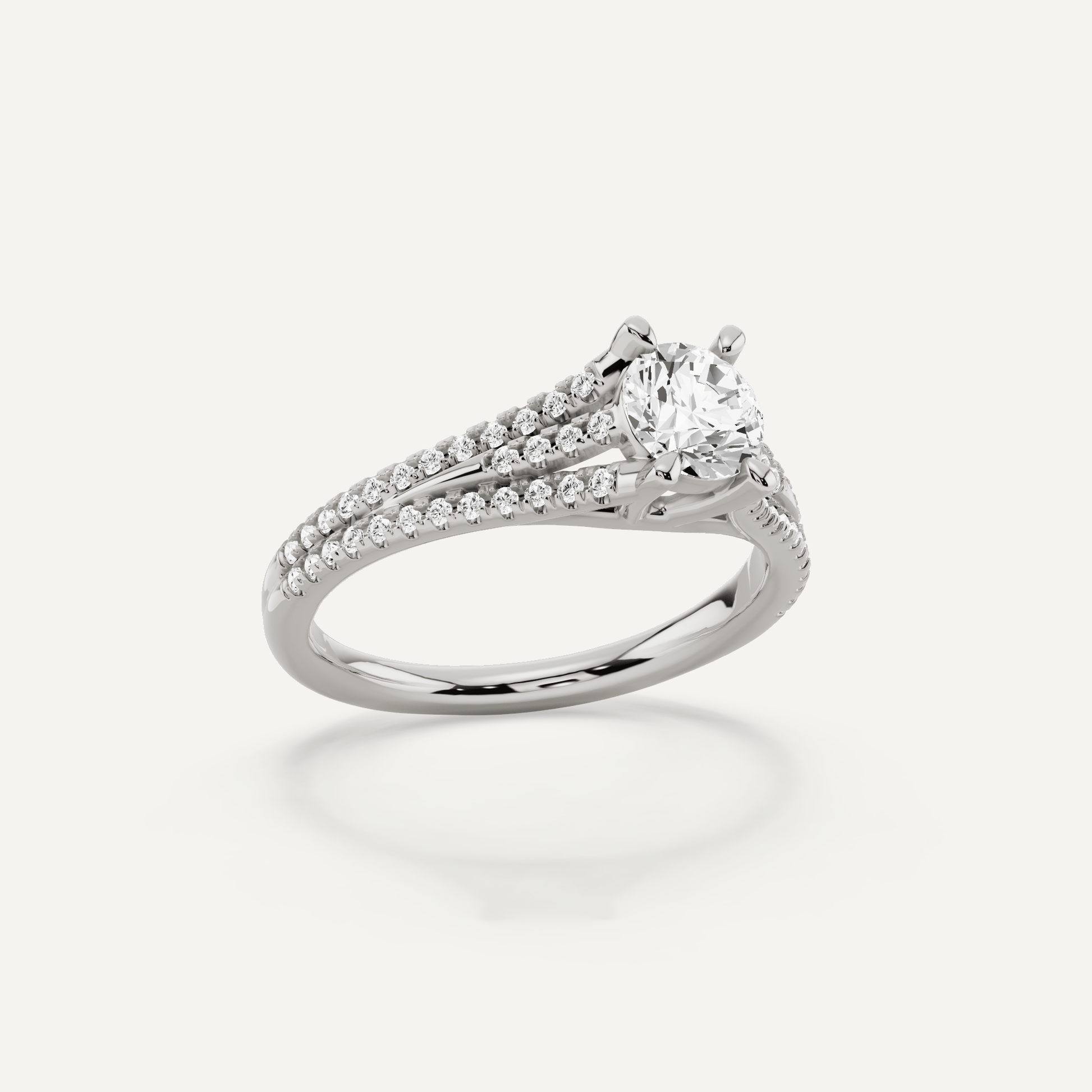 3/4 ctw Round Diamond Split Shank Side Stone Engagement Ring - Lotus Diamond