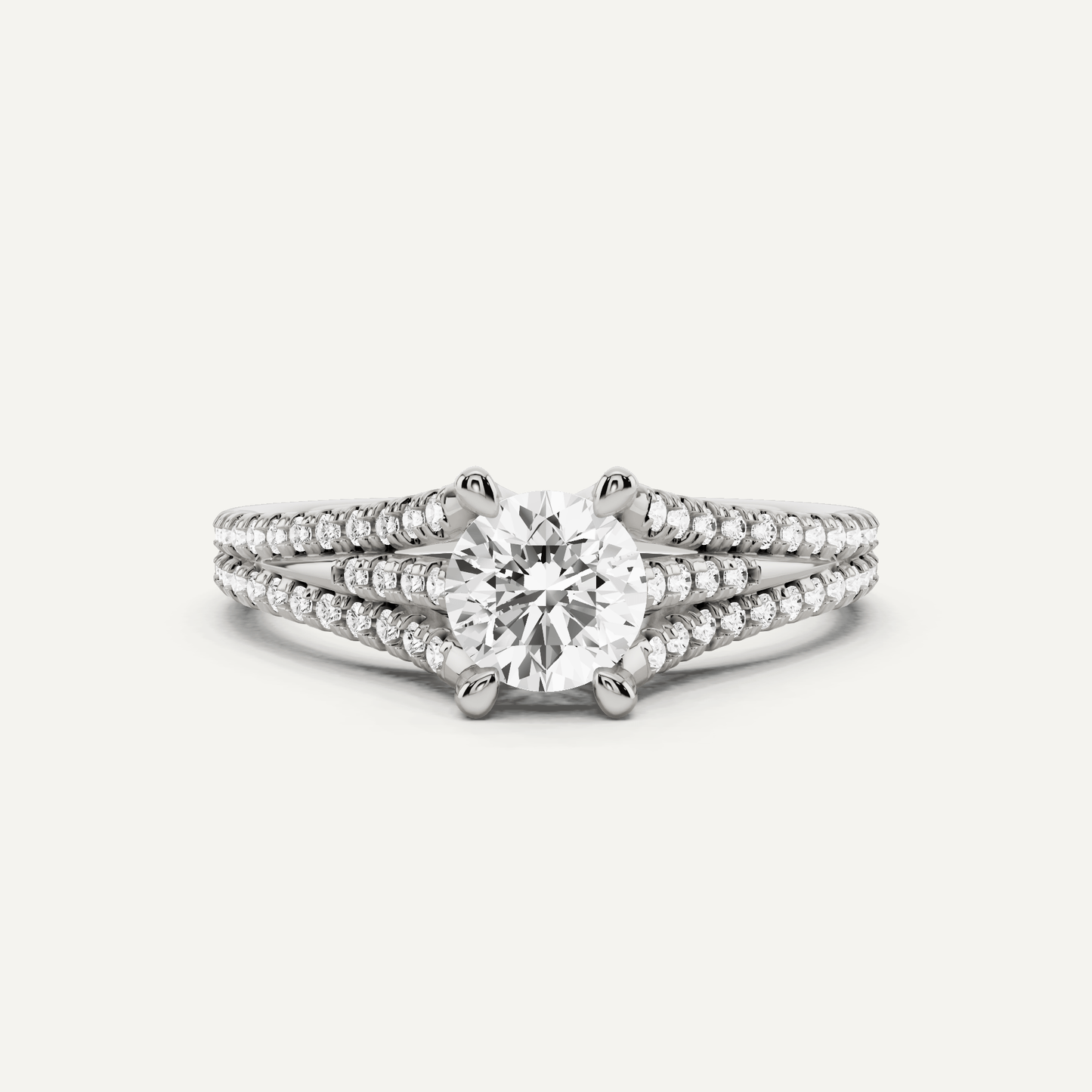 3/4 ctw Round Diamond Split Shank Side Stone Engagement Ring - Lotus Diamond