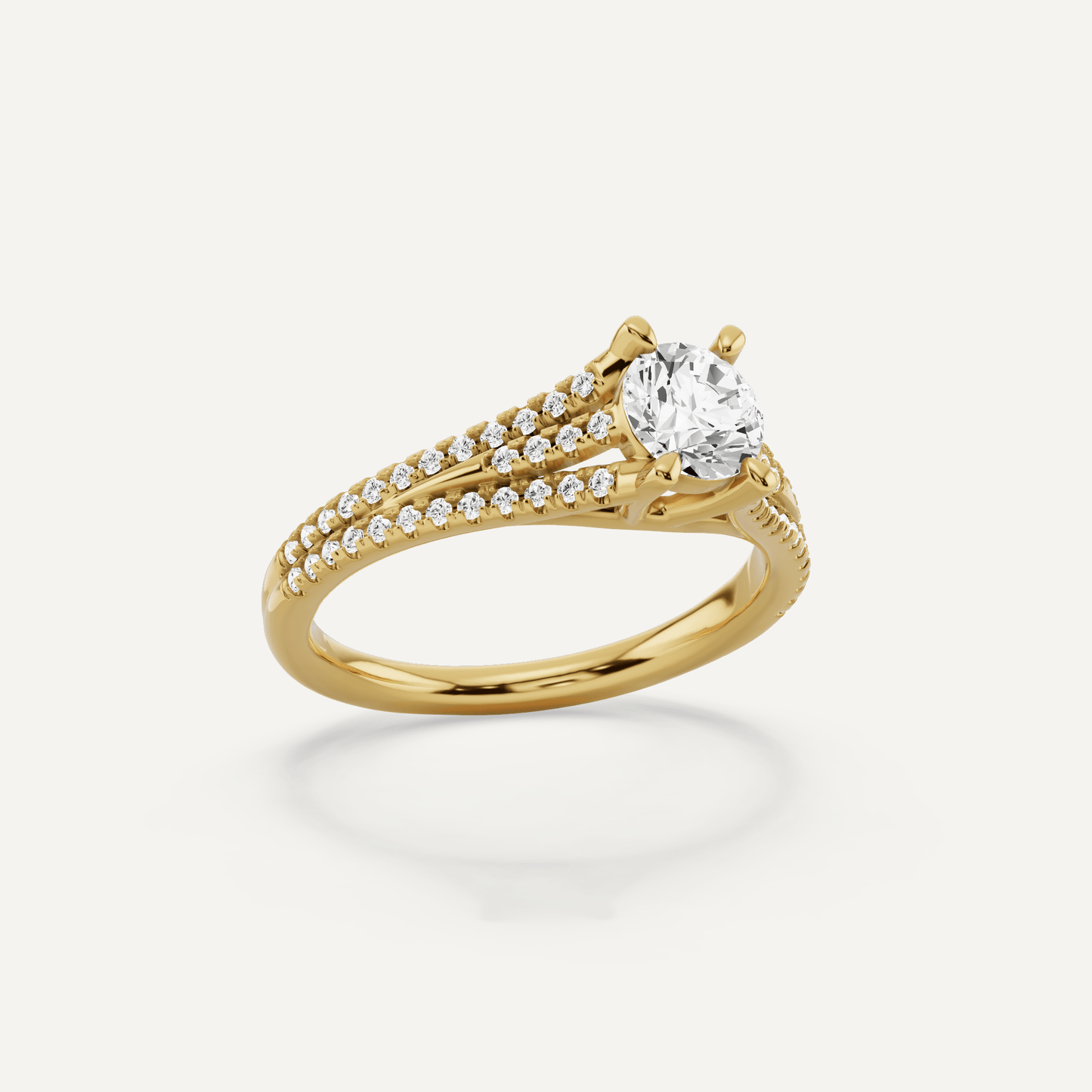 3/4 ctw Round Diamond Split Shank Side Stone Engagement Ring - Lotus Diamond