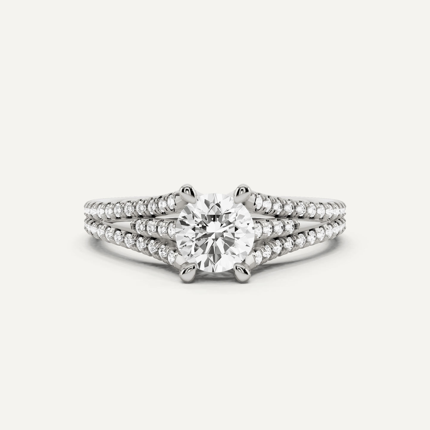3/4 ctw Round Diamond Split Shank Side Stone Engagement Ring - Lotus Diamond