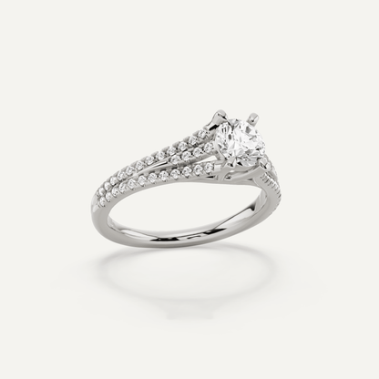 3/4 ctw Round Diamond Split Shank Side Stone Engagement Ring - Lotus Diamond