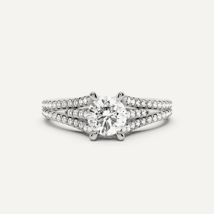 3/4 ctw Round Diamond Split Shank Side Stone Engagement Ring - Lotus Diamond