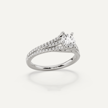 3/4 ctw Round Diamond Split Shank Side Stone Engagement Ring - Lotus Diamond