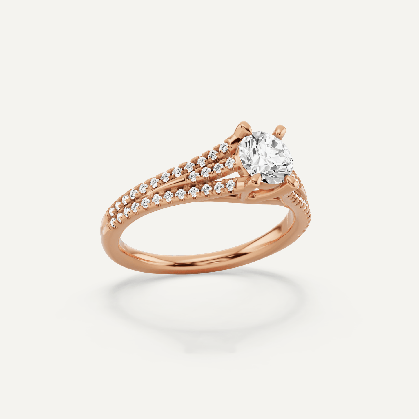 3/4 ctw Round Diamond Split Shank Side Stone Engagement Ring - Lotus Diamond