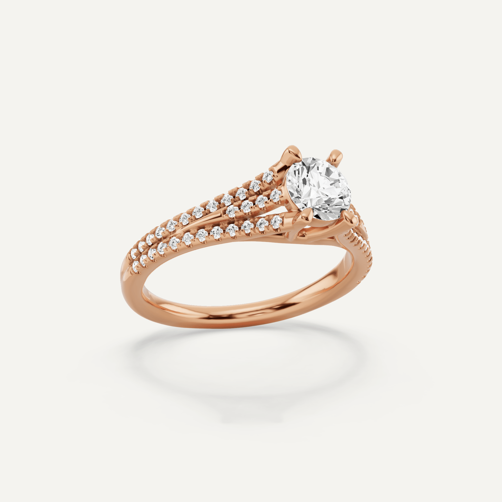 3/4 ctw Round Diamond Split Shank Side Stone Engagement Ring - Lotus Diamond