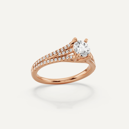 3/4 ctw Round Diamond Split Shank Side Stone Engagement Ring - Lotus Diamond