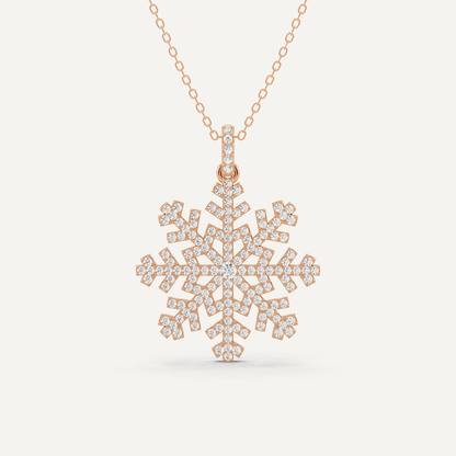 3/4 ctw Round Snowflake Fashion Pendant - Lotus Diamond