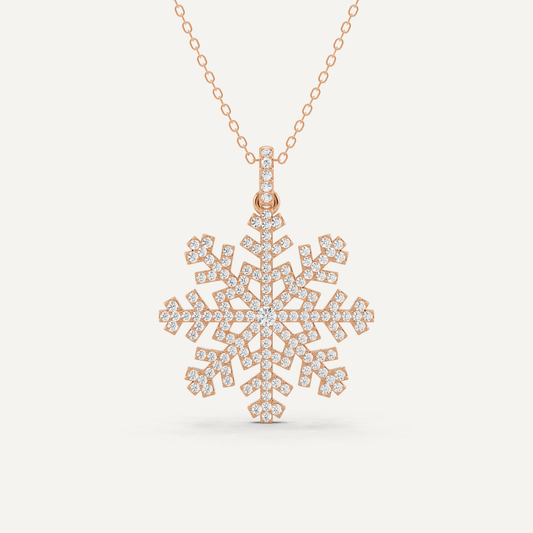 3/4 ctw Round Snowflake Fashion Pendant - Lotus Diamond