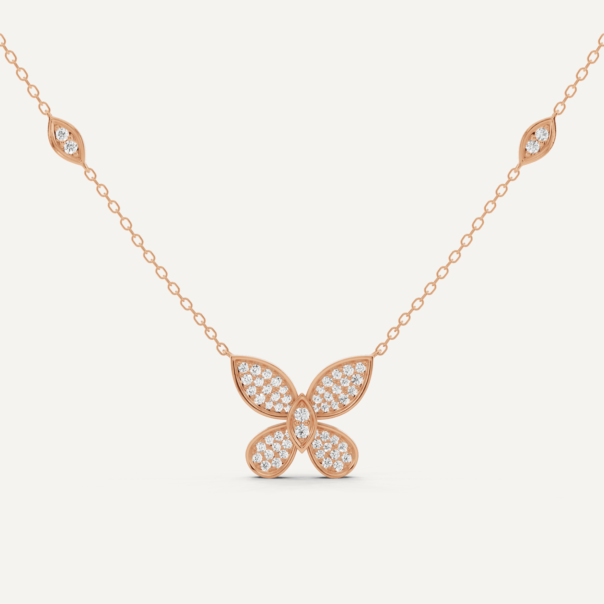 3/8 ctw Round Diamond Petite Pave Butterfly Fashion Pendant - Lotus Diamond