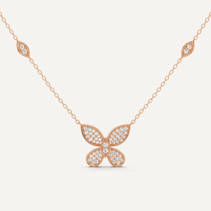 3/8 ctw Round Diamond Petite Pave Butterfly Fashion Pendant - Lotus Diamond