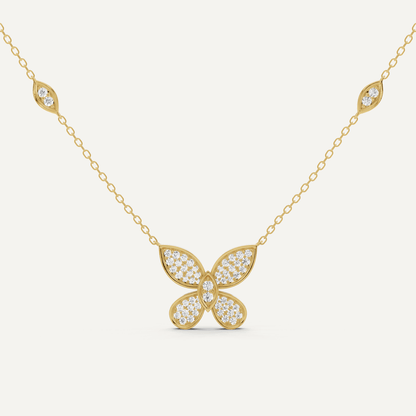 3/8 ctw Round Diamond Petite Pave Butterfly Fashion Pendant - Lotus Diamond