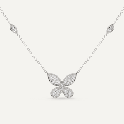 3/8 ctw Round Diamond Petite Pave Butterfly Fashion Pendant - Lotus Diamond