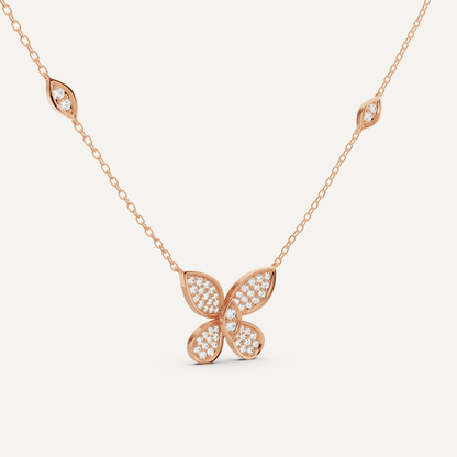 3/8 ctw Round Diamond Petite Pave Butterfly Fashion Pendant - Lotus Diamond