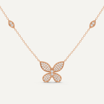 3/8 ctw Round Diamond Petite Pave Butterfly Fashion Pendant - Lotus Diamond