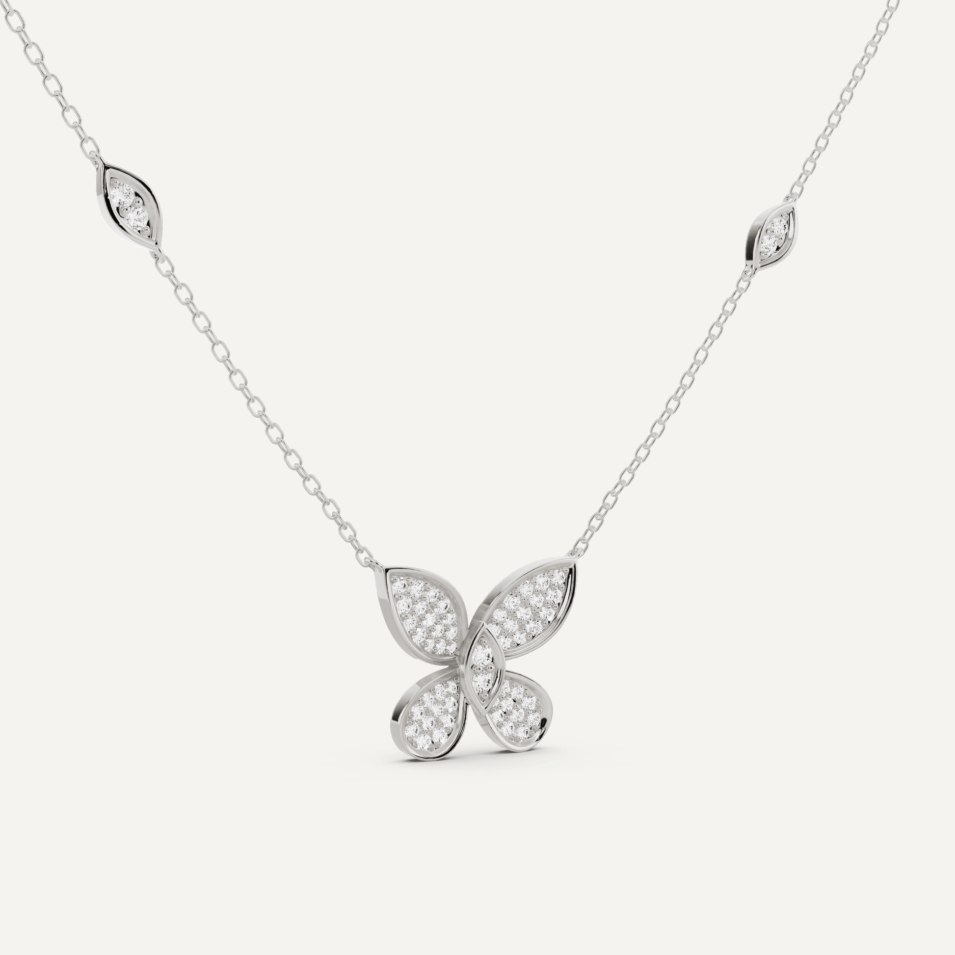 3/8 ctw Round Diamond Petite Pave Butterfly Fashion Pendant - Lotus Diamond