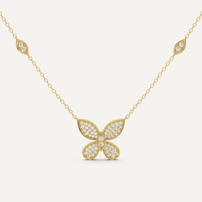 3/8 ctw Round Diamond Petite Pave Butterfly Fashion Pendant - Lotus Diamond