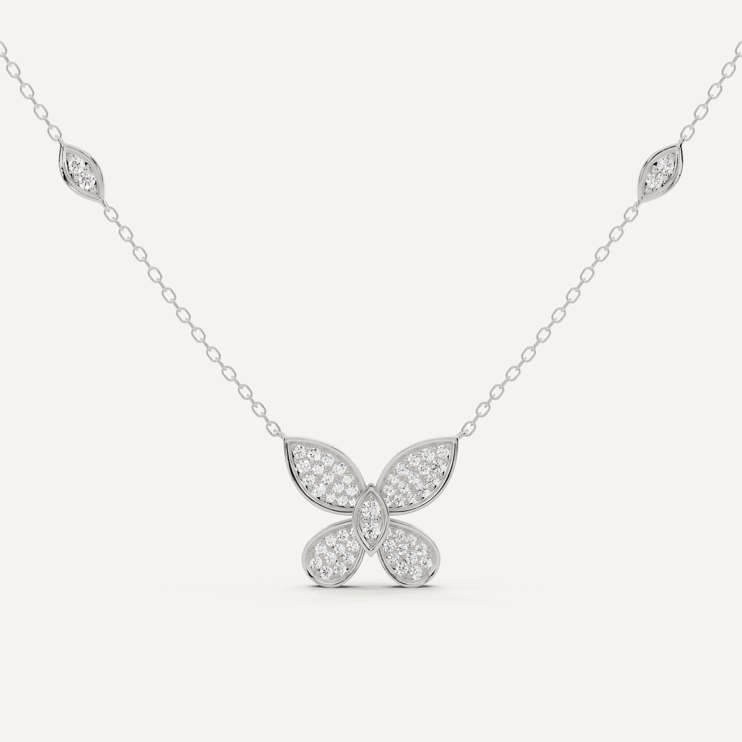 3/8 ctw Round Diamond Petite Pave Butterfly Fashion Pendant - Lotus Diamond