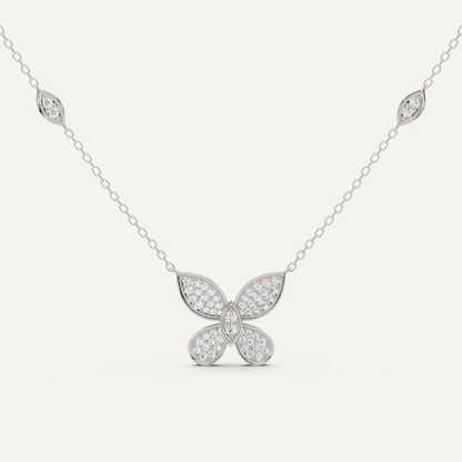 3/8 ctw Round Diamond Petite Pave Butterfly Fashion Pendant - Lotus Diamond