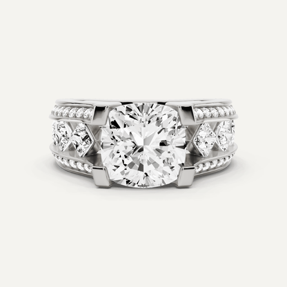 4 1/4 ctw Cushion Diamond Side Stone Engagement Ring - Lotus Diamond