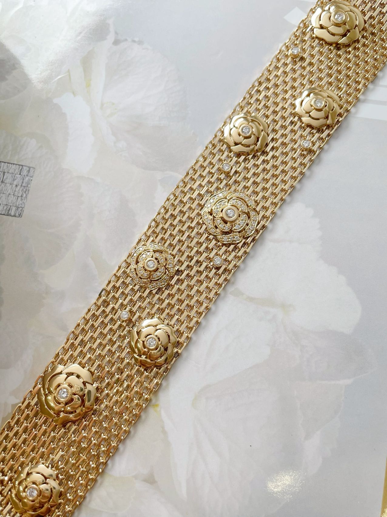 Luxurious and Elegant Chanel-style Camellia Wide Bracelet