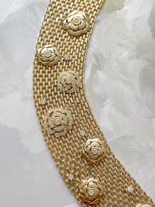 Luxurious and Elegant Chanel-style Camellia Wide Bracelet