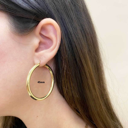 4mm Gold Tube Hoop Earrings - Lotus Diamond