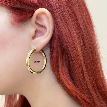 4mm Gold Tube Hoop Earrings - Lotus Diamond