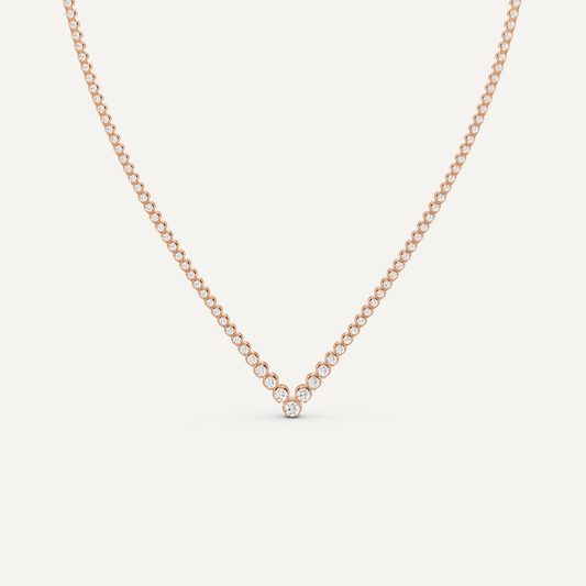 5 ctw Round Diamond Graduated Chevron Tennis Necklace - Lotus Diamond