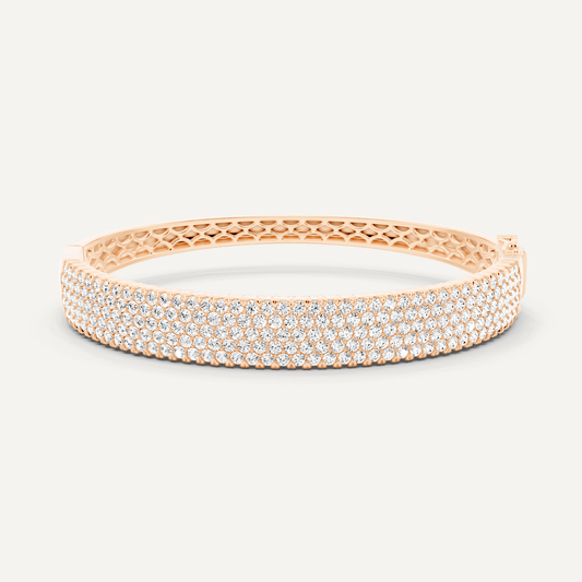 5 ctw Round Diamond Multirow Bangle Bracelet - Lotus Diamond