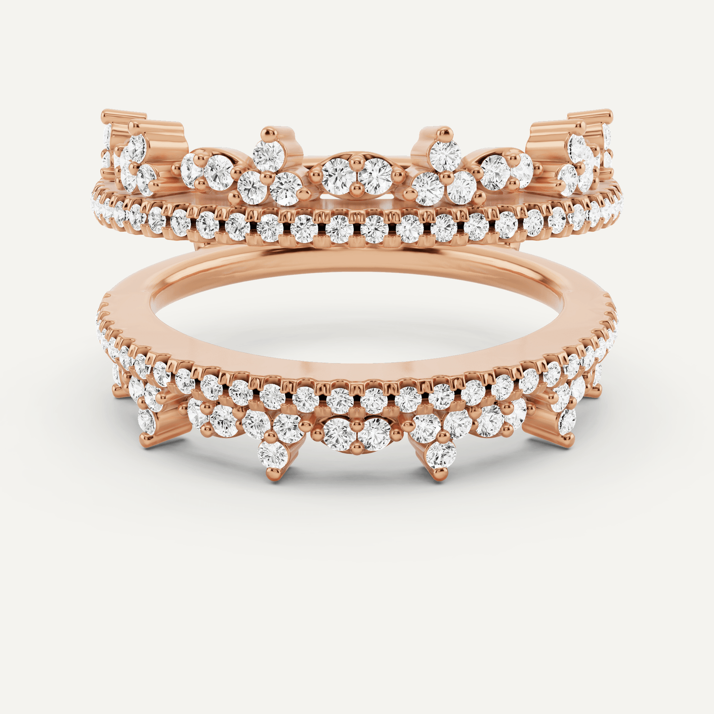 5/8 ctw Round Diamond Four Row Ring Enhancer - Lotus Diamond
