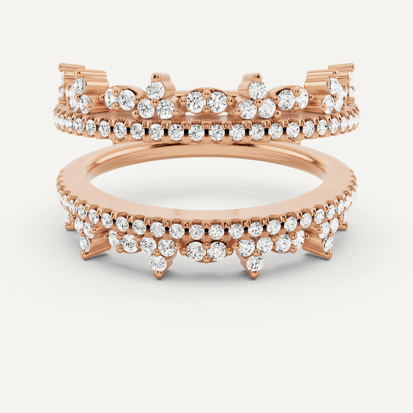5/8 ctw Round Diamond Four Row Ring Enhancer - Lotus Diamond