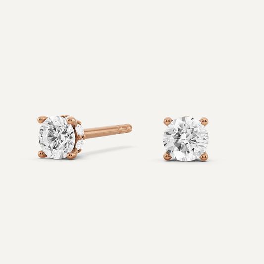 5/8 ctw Round Diamond Hidden Halo Stud Earrings - Lotus Diamond
