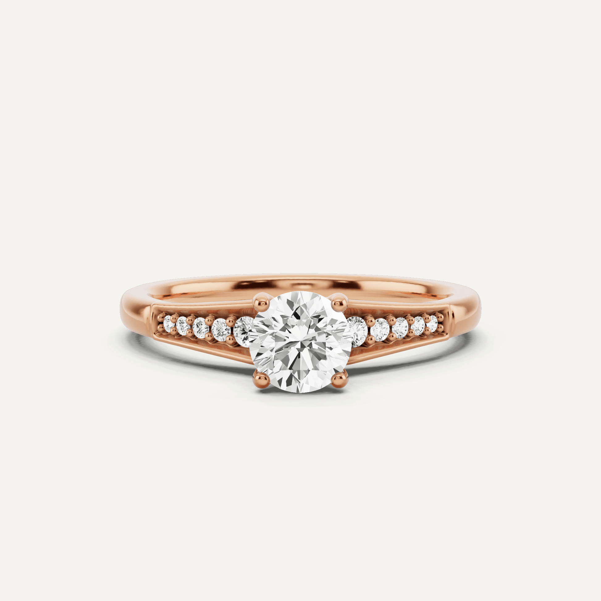 5/8 ctw Round Diamond Pave Set Side Stone Engagement Ring - Lotus Diamond