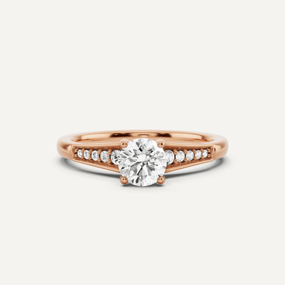5/8 ctw Round Diamond Pave Set Side Stone Engagement Ring - Lotus Diamond