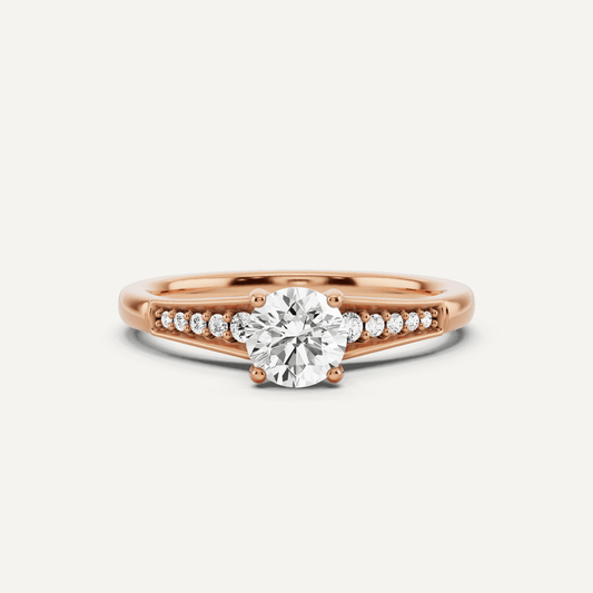 5/8 ctw Round Diamond Pave Set Side Stone Engagement Ring - Lotus Diamond