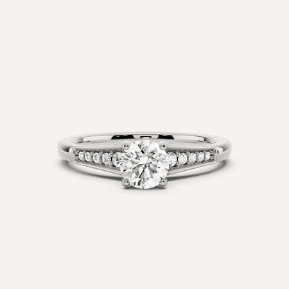 5/8 ctw Round Diamond Pave Set Side Stone Engagement Ring - Lotus Diamond