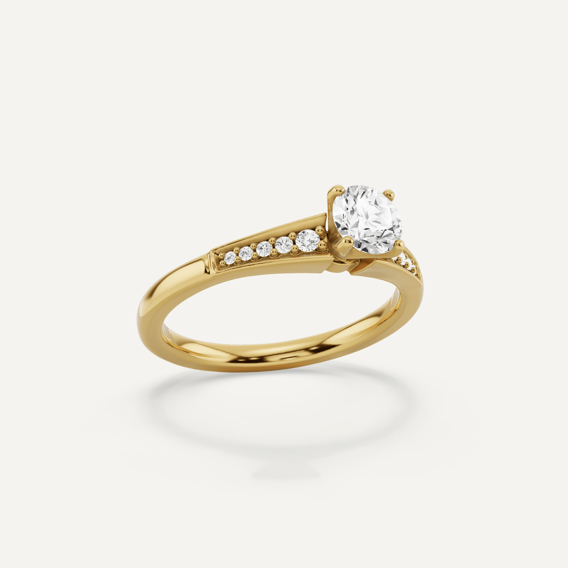 5/8 ctw Round Diamond Pave Set Side Stone Engagement Ring - Lotus Diamond