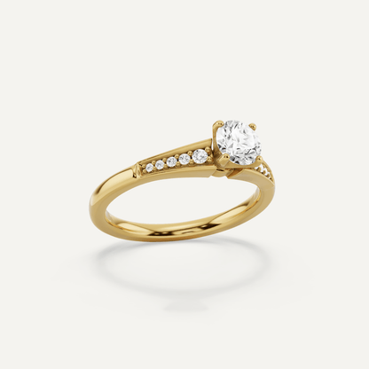 5/8 ctw Round Diamond Pave Set Side Stone Engagement Ring - Lotus Diamond