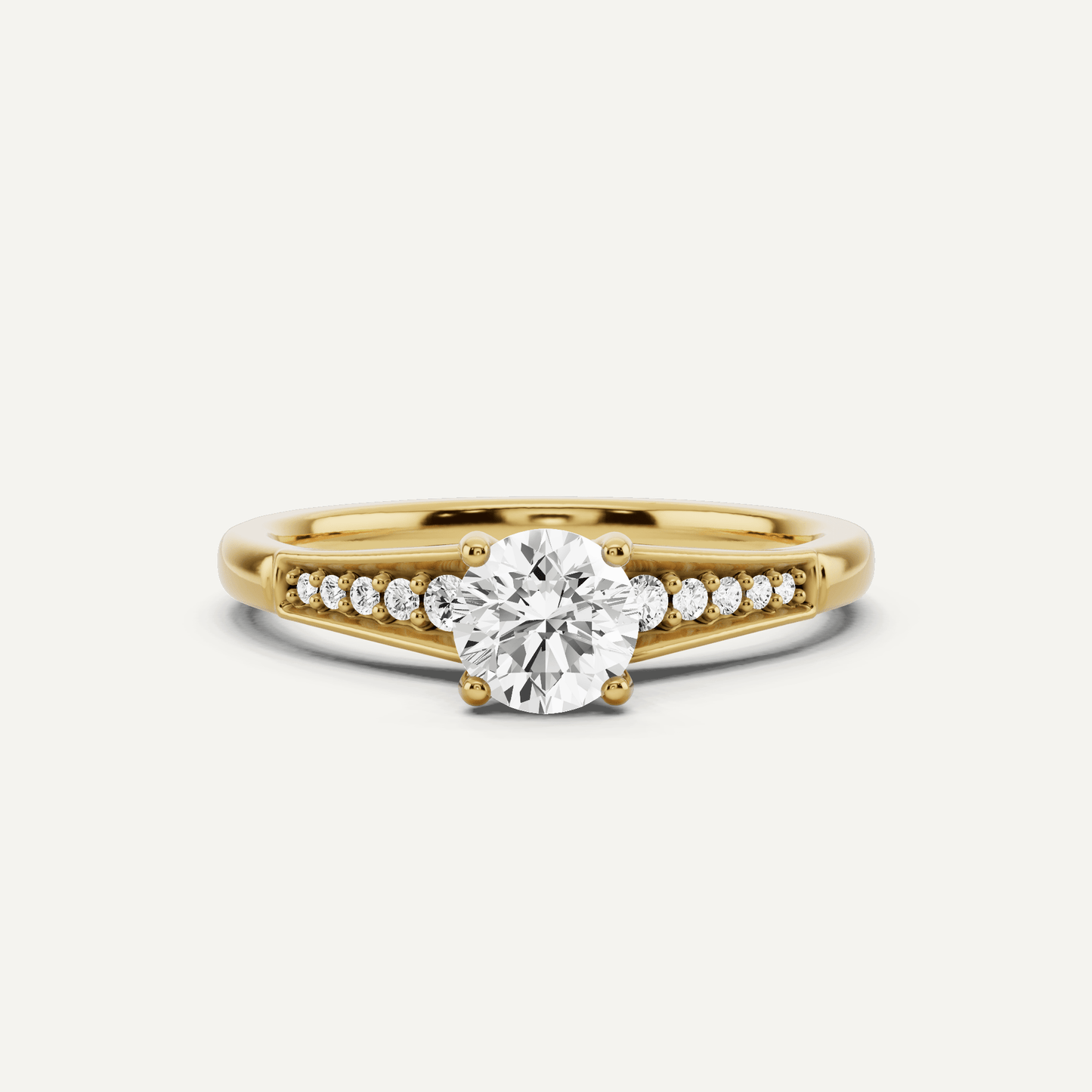 5/8 ctw Round Diamond Pave Set Side Stone Engagement Ring - Lotus Diamond